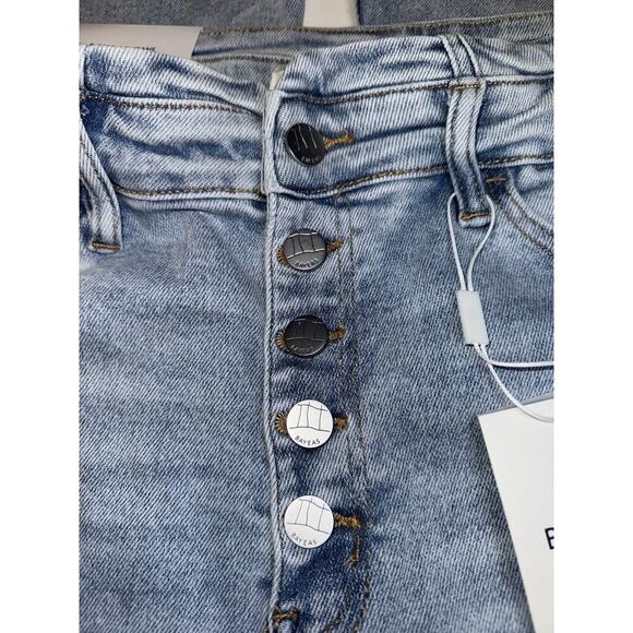 Bayeas Ultra High Rise Distressed Flare Jeans Light Wash Women’s 30W NWT Retro - Picture 4 of 11